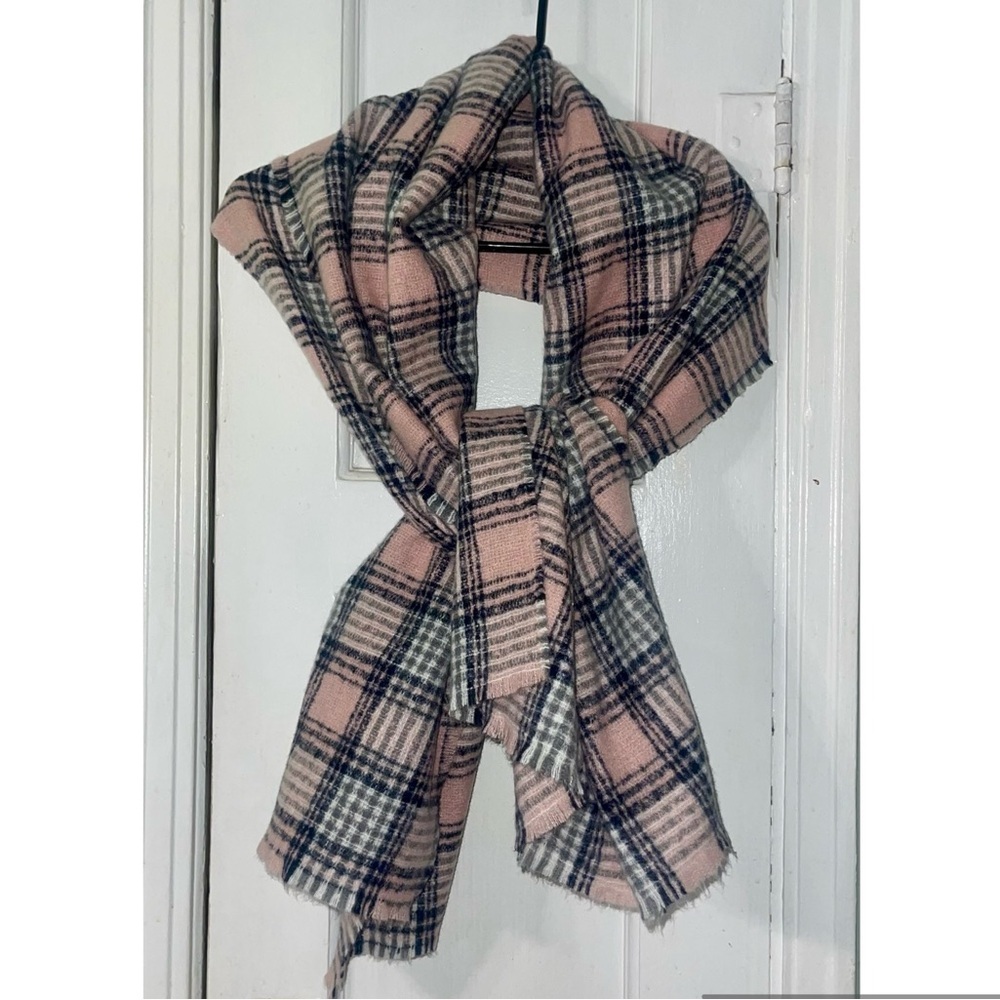 Plaid Pink and Black Women's Scarf/Shawl 74” x 26”